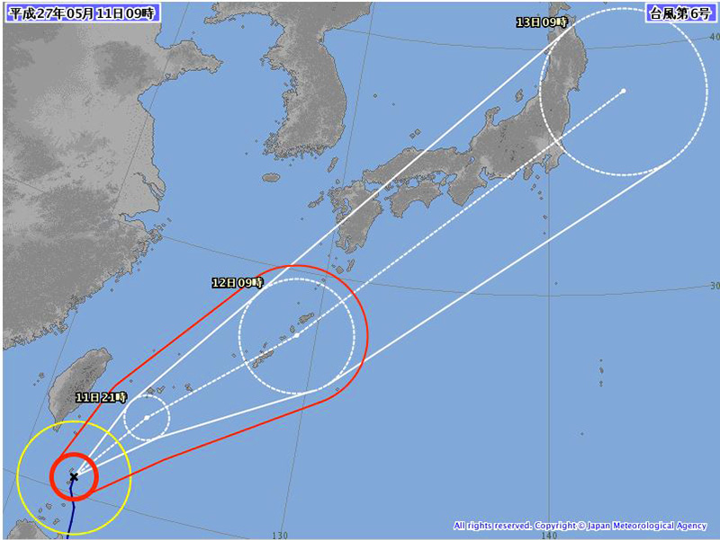 2015年台風6号の進路予想