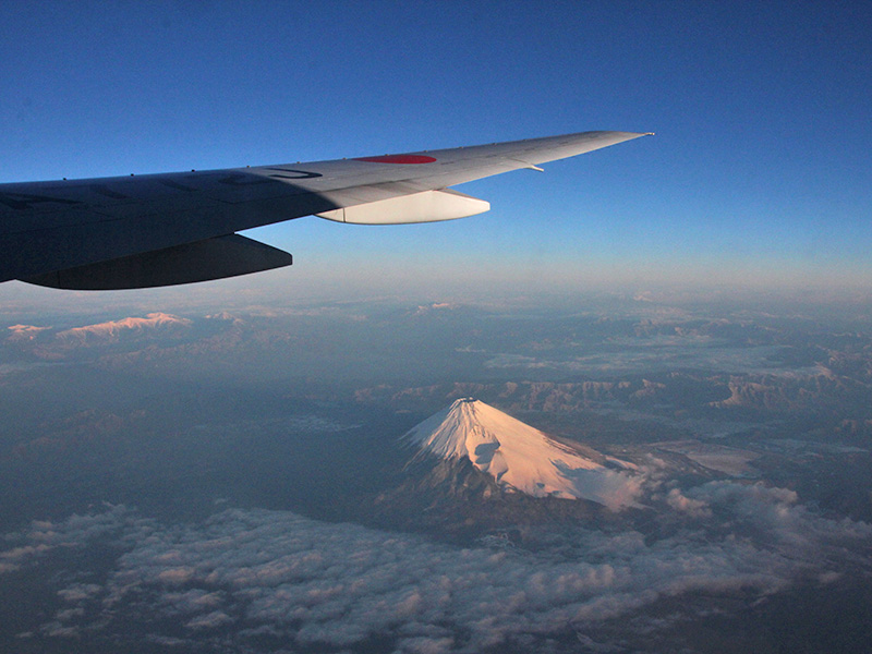 JALの翼と富士山
