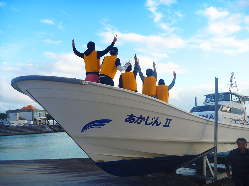 ダイビングボートが揚がった